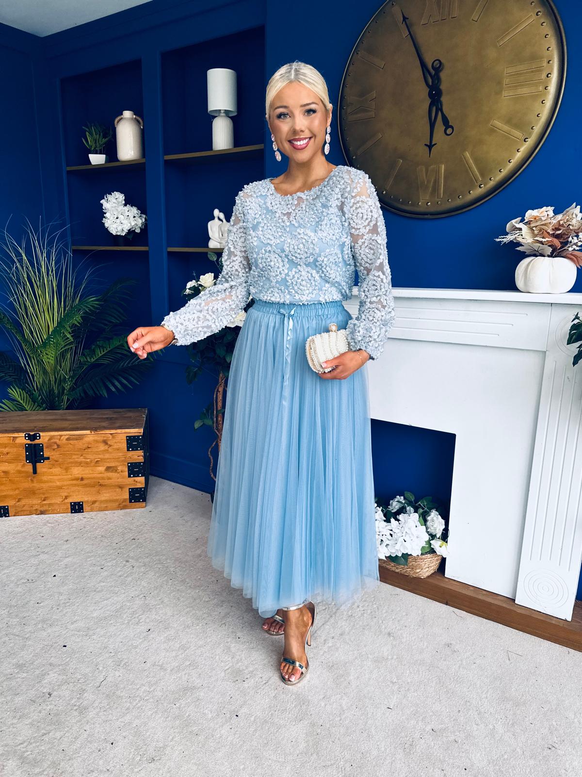 Alice 3D Sheer Top Blue