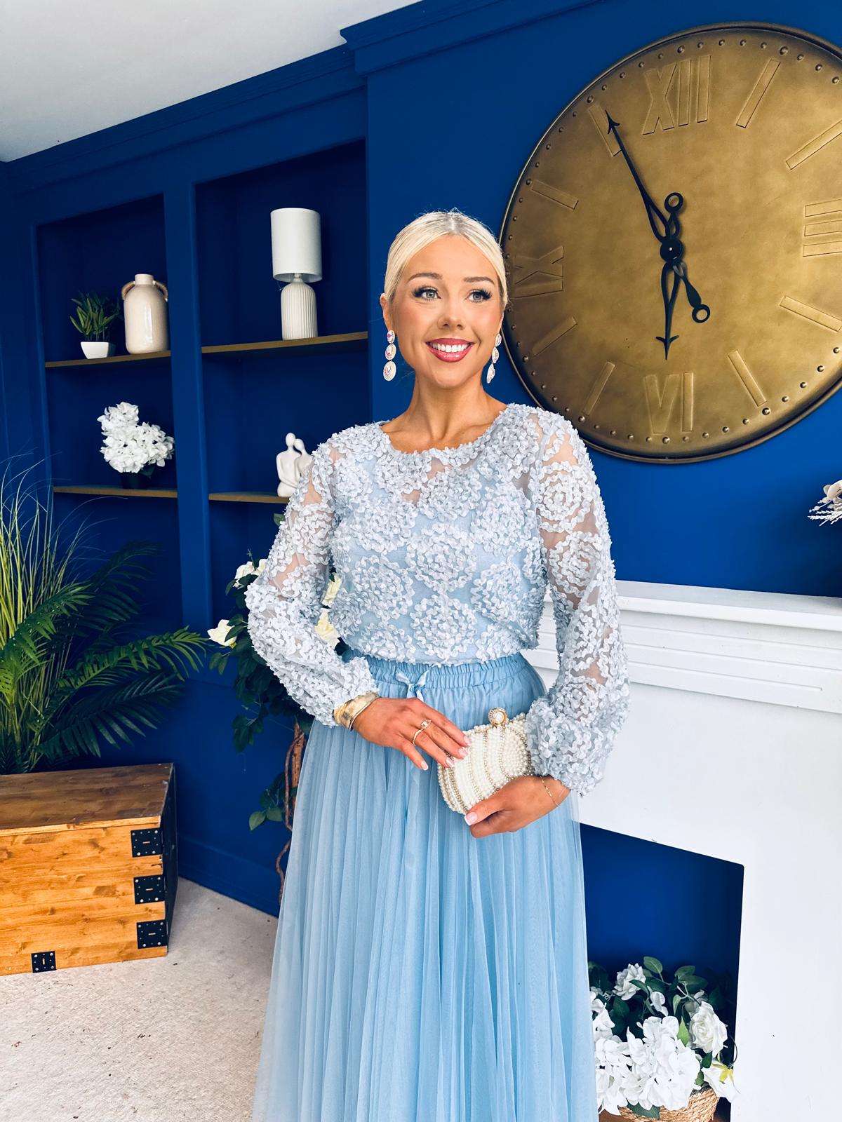 Alice 3D Sheer Top Blue