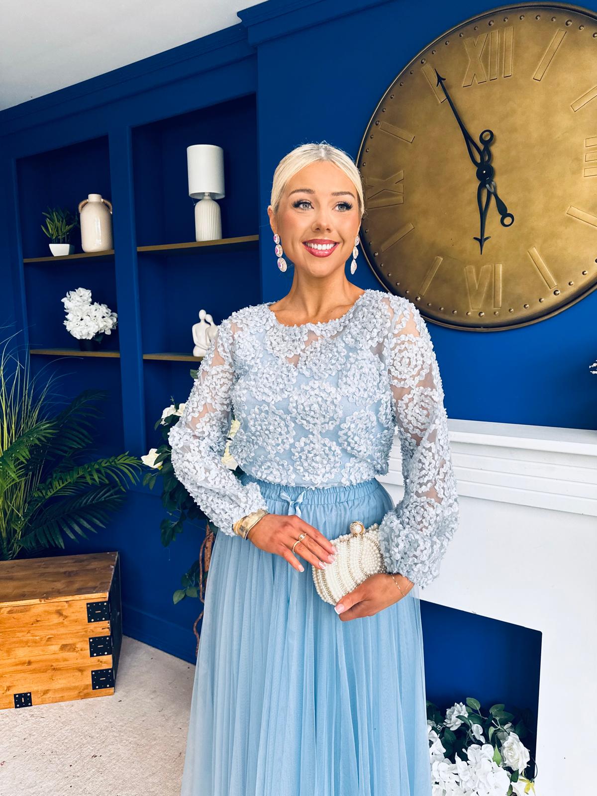 Alice 3D Sheer Top Blue