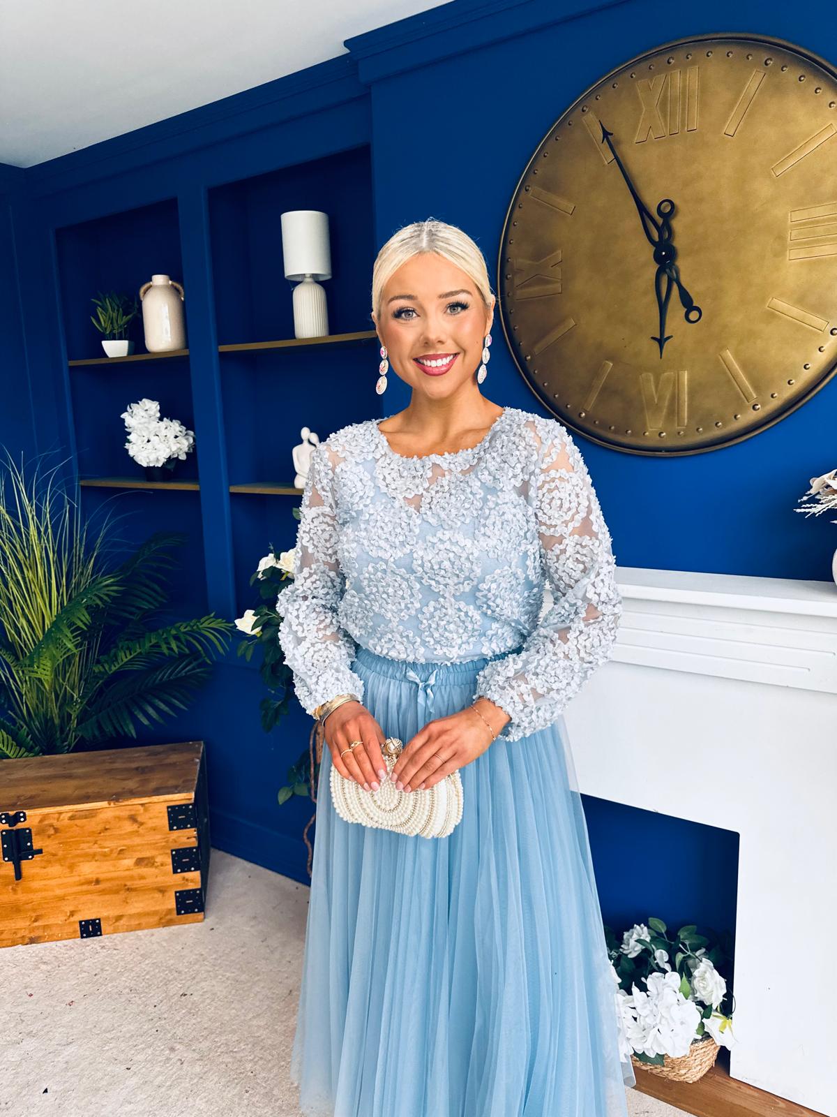 Alice 3D Sheer Top Blue