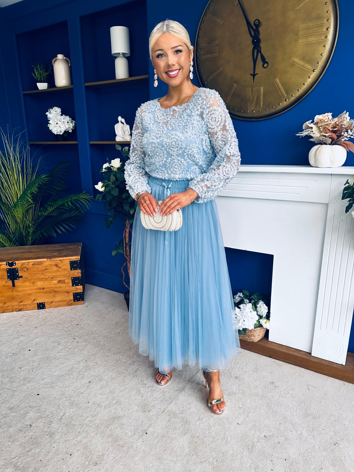 Alice 3D Sheer Top Blue