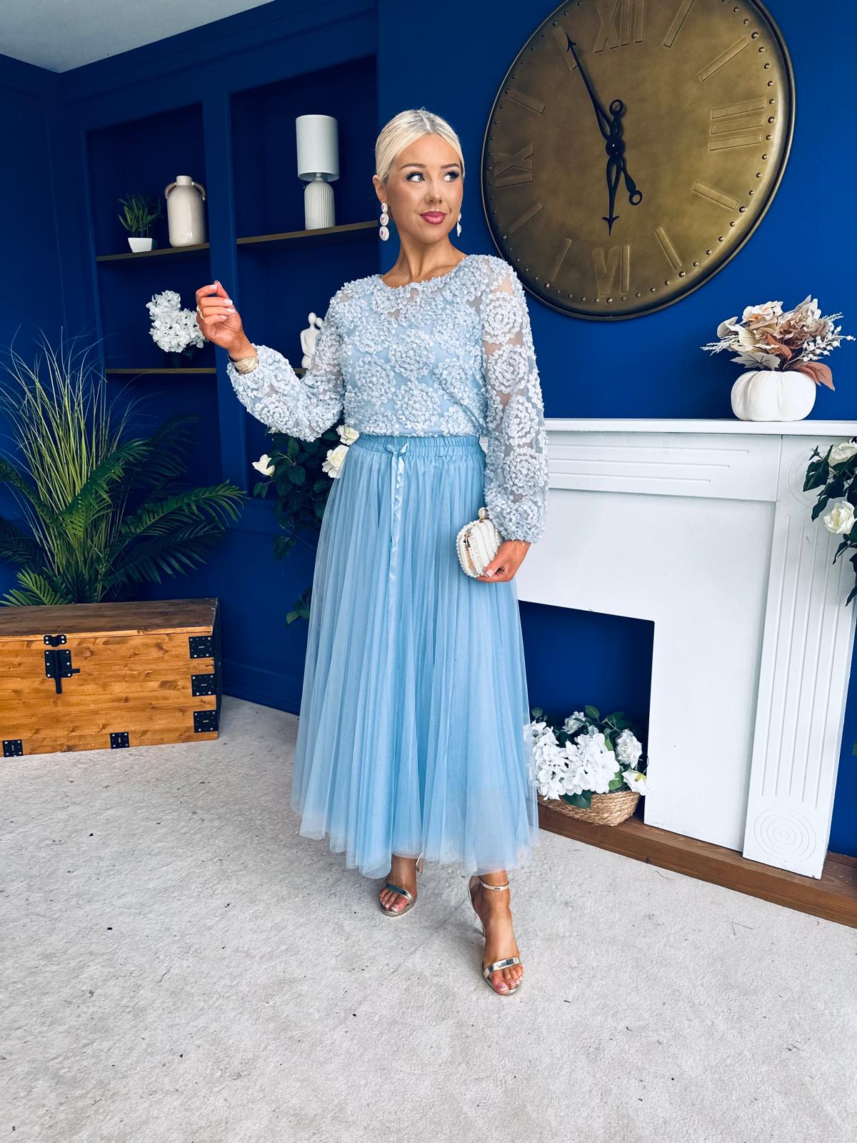 Alice 3D Sheer Top Blue