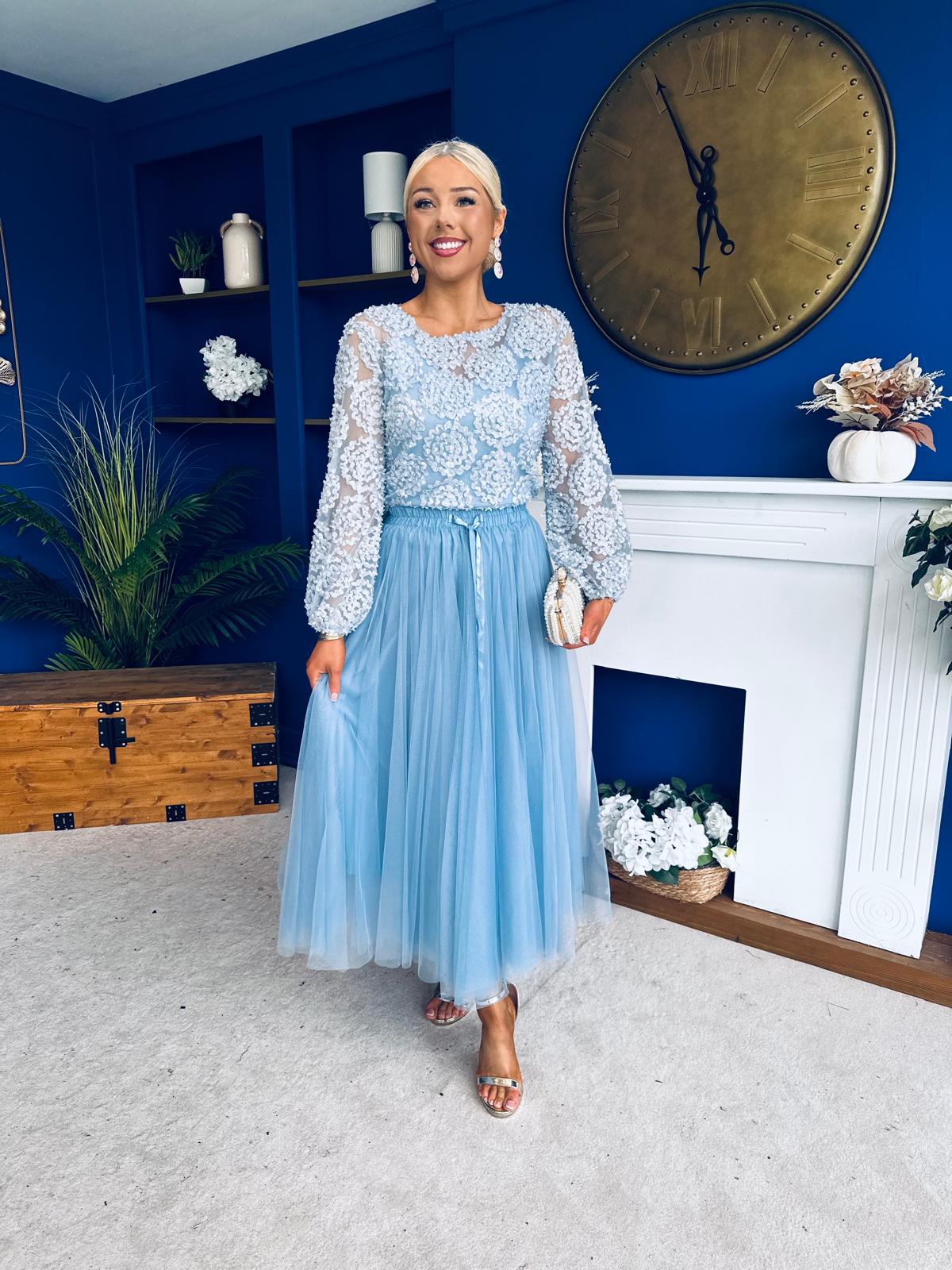 Alice 3D Sheer Top Blue