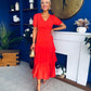 Merrill Layered Midi Dress Coral