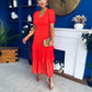 Merrill Layered Midi Dress Coral
