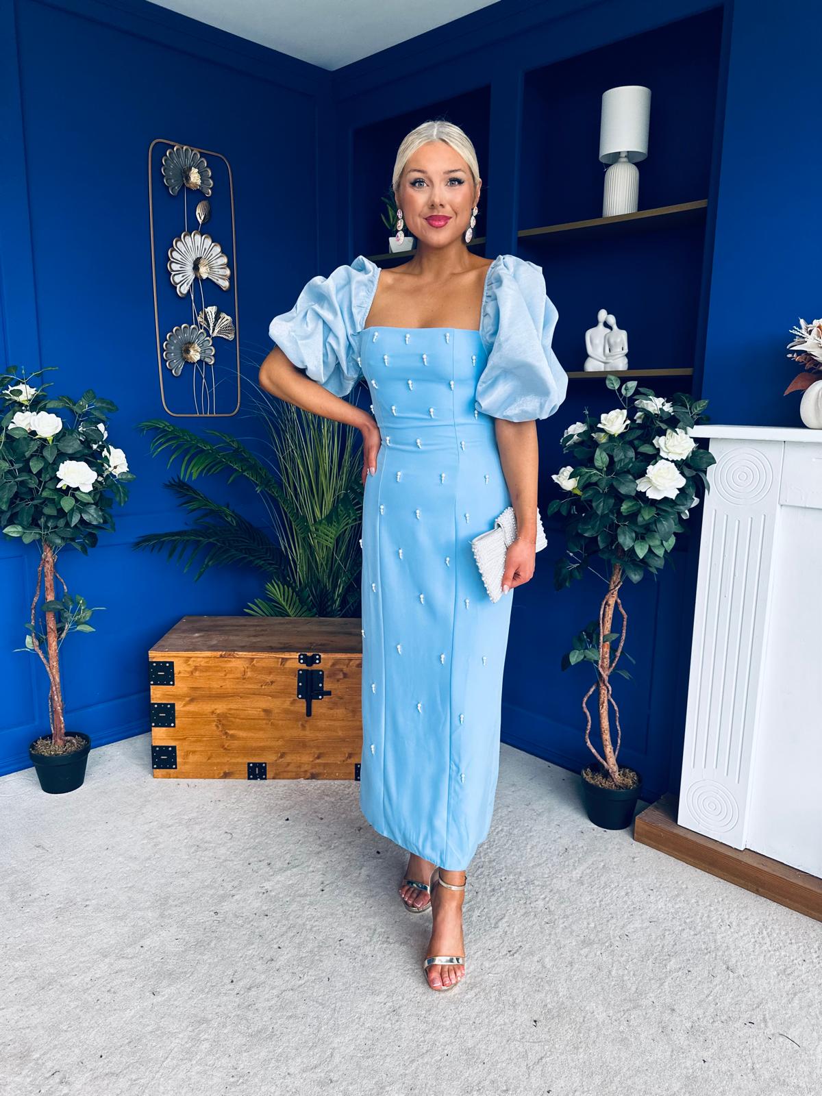 Ivy Embellished Occasion Dress Pwr Blue