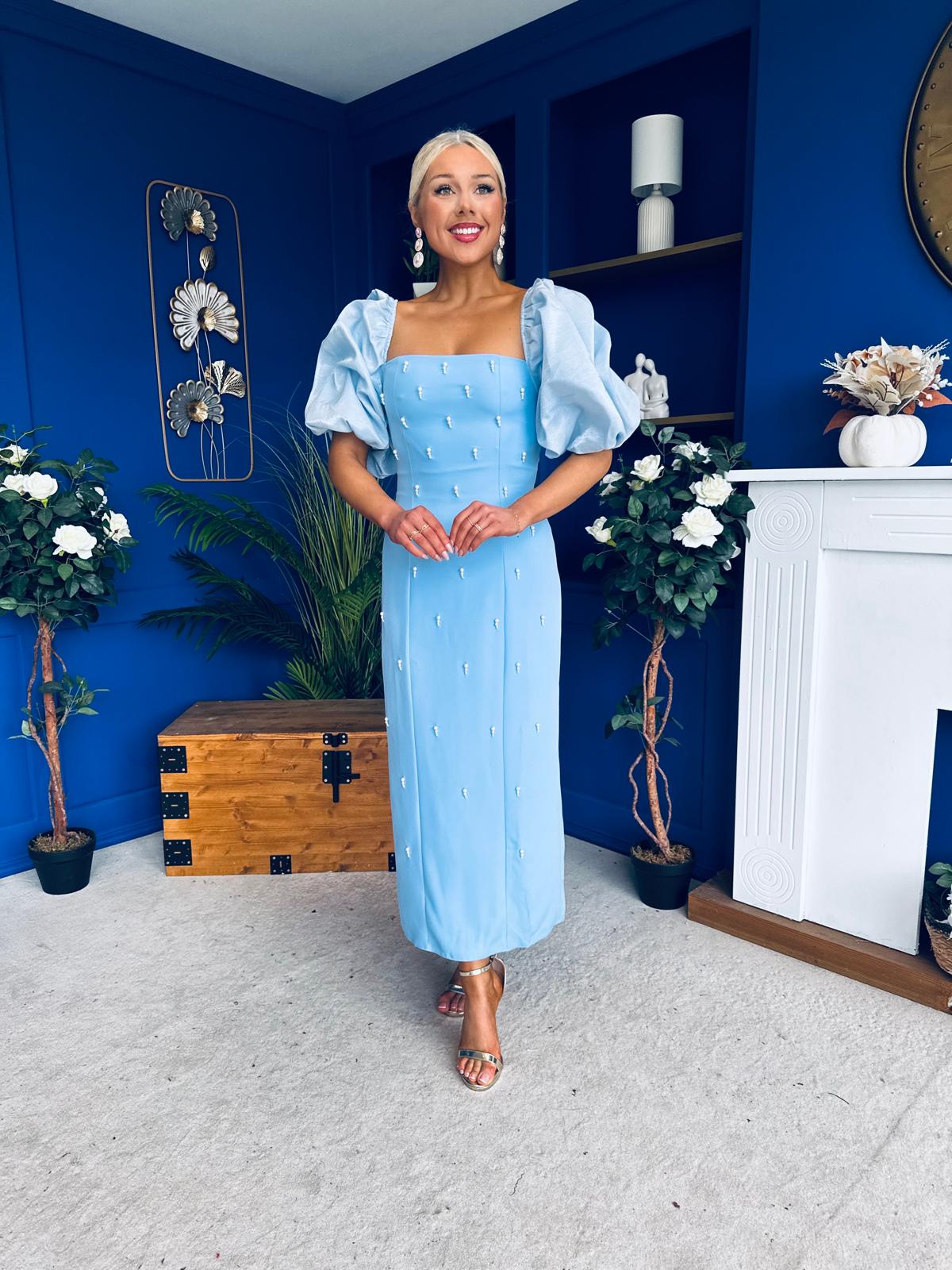 Ivy Embellished Occasion Dress Pwr Blue