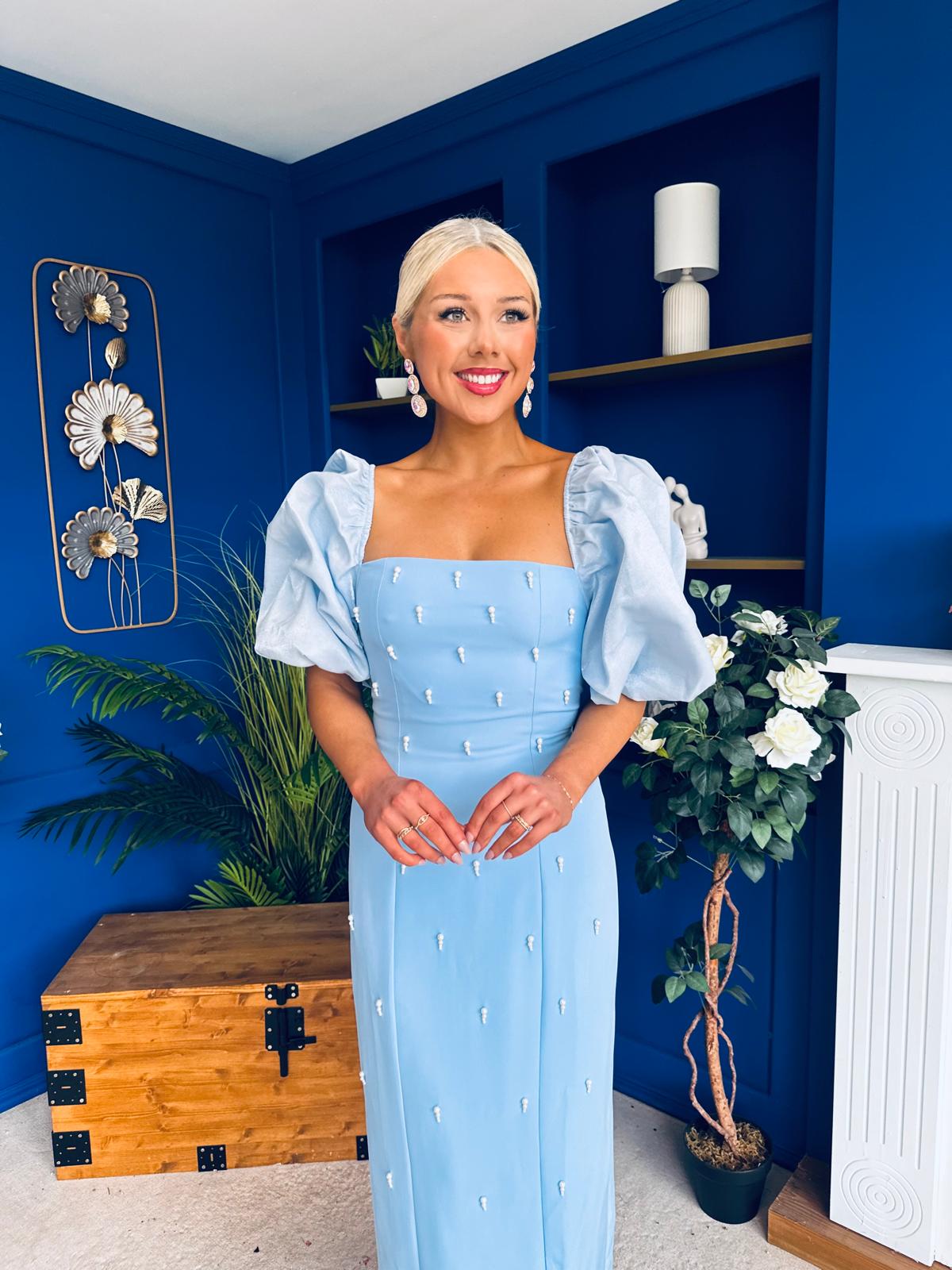 Ivy Embellished Occasion Dress Pwr Blue