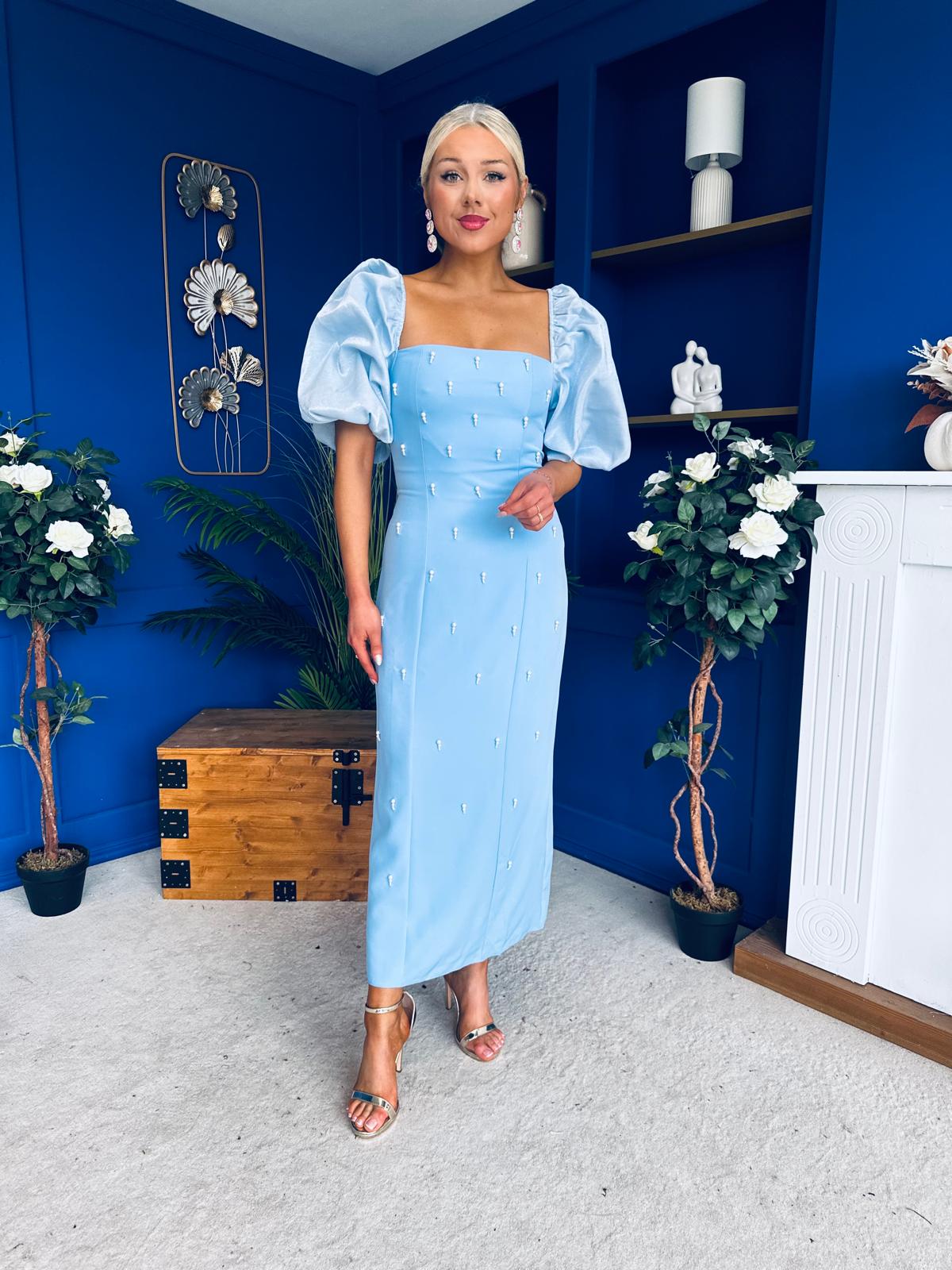 Ivy Embellished Occasion Dress Pwr Blue