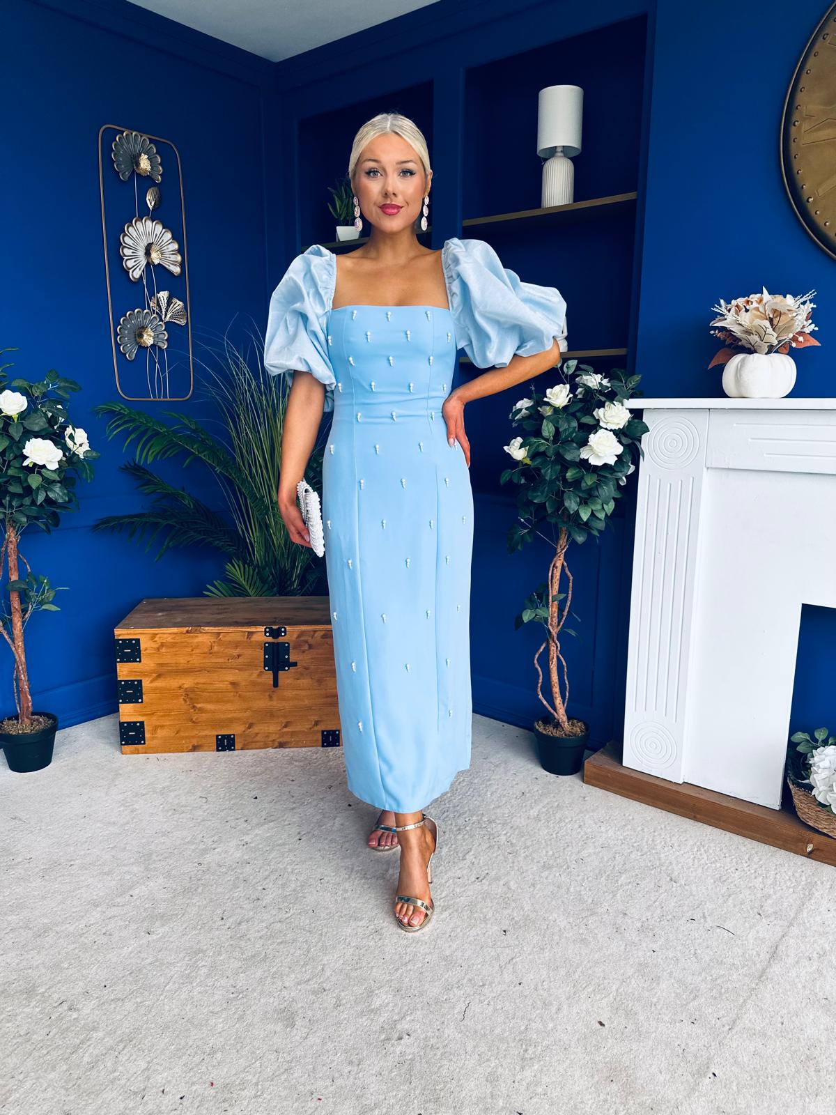 Ivy Embellished Occasion Dress Pwr Blue