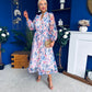 Valentina Detailed Midi Shirt Dress Floral Purple