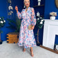 Valentina Detailed Midi Shirt Dress Floral Purple