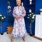 Valentina Detailed Midi Shirt Dress Floral Purple