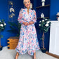 Valentina Detailed Midi Shirt Dress Floral Purple