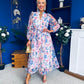 Valentina Detailed Midi Shirt Dress Floral Purple