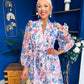 Valentina Detailed Midi Shirt Dress Floral Purple
