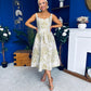 Camelia Sweetheart Neckline Midi Dress Jacquard Green