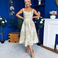 Camelia Sweetheart Neckline Midi Dress Jacquard Green