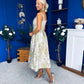 Camelia Sweetheart Neckline Midi Dress Jacquard Green