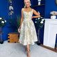 Camelia Sweetheart Neckline Midi Dress Jacquard Green