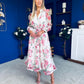 Gracie Detailed Midi Shirt Dress White & Pink Floral