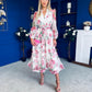 Gracie Detailed Midi Shirt Dress White & Pink Floral