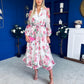 Gracie Detailed Midi Shirt Dress White & Pink Floral