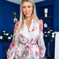 Gracie Detailed Midi Shirt Dress White & Pink Floral