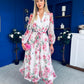 Gracie Detailed Midi Shirt Dress White & Pink Floral