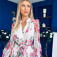 Gracie Detailed Midi Shirt Dress White & Pink Floral