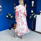 Gracie Detailed Midi Shirt Dress White & Pink Floral