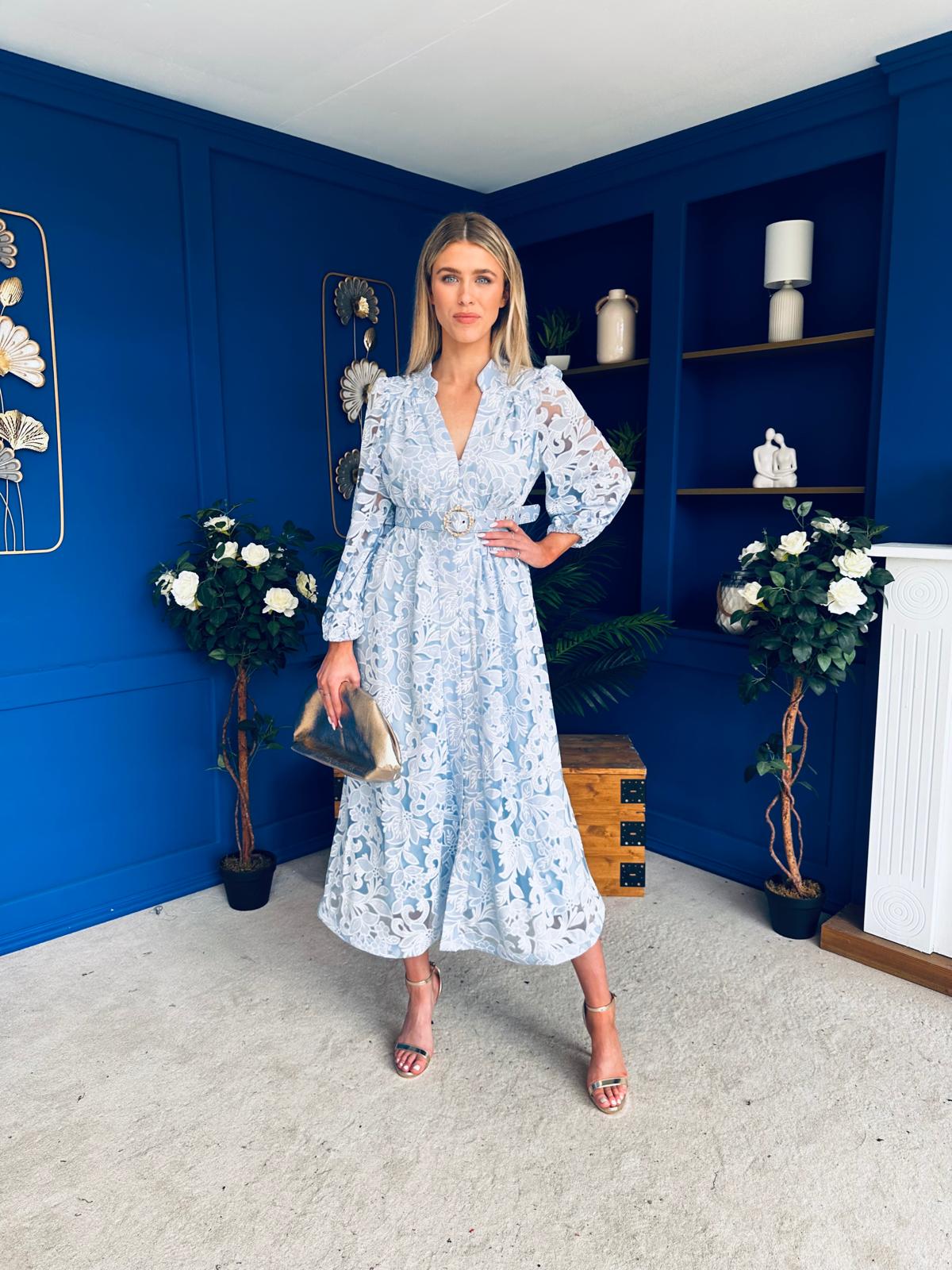 Piper Detailed Midi Shirt Dress Pwr Blue Pre Order 21 Feb