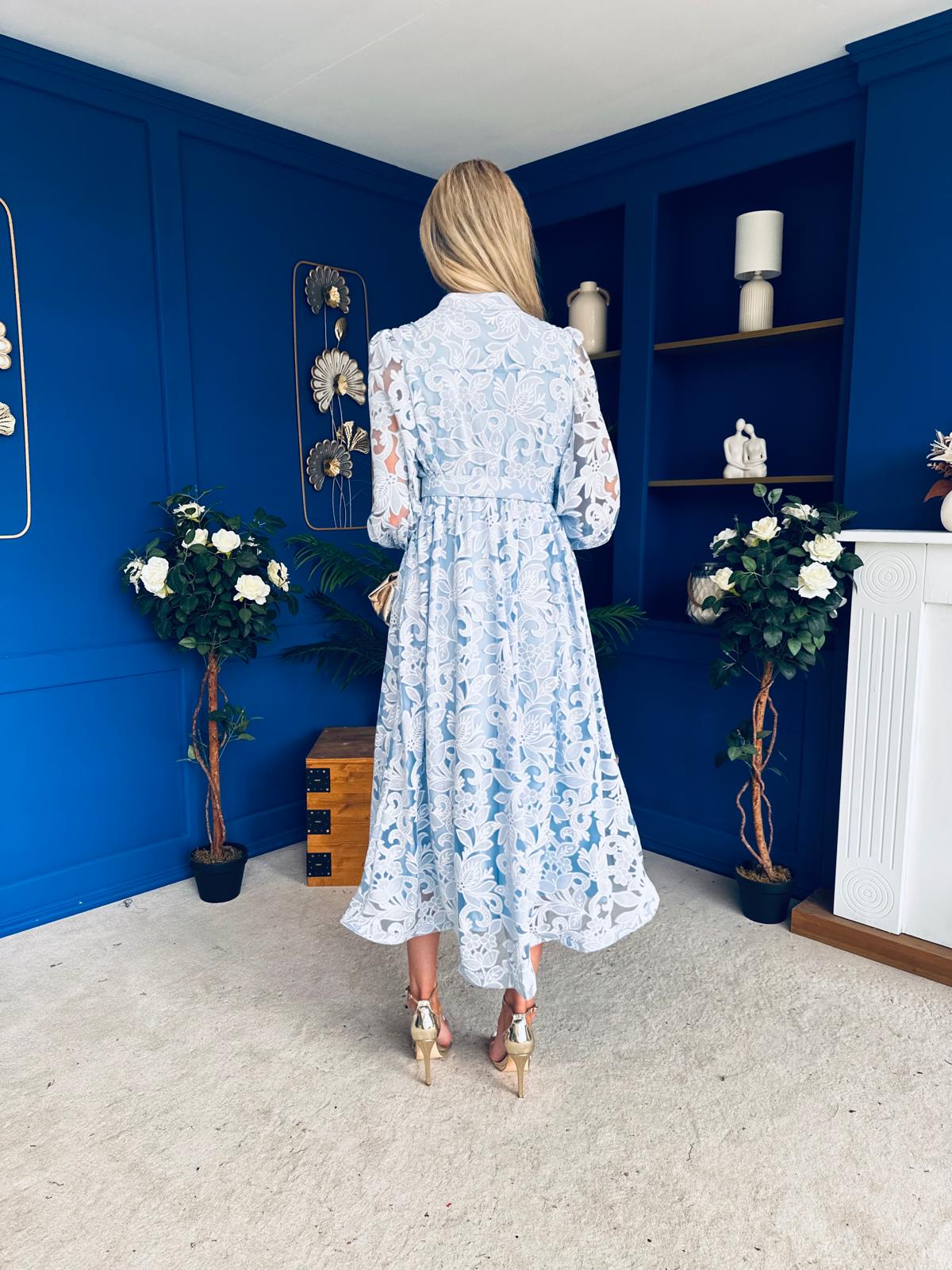 Piper Detailed Midi Shirt Dress Pwr Blue Pre Order 21 Feb