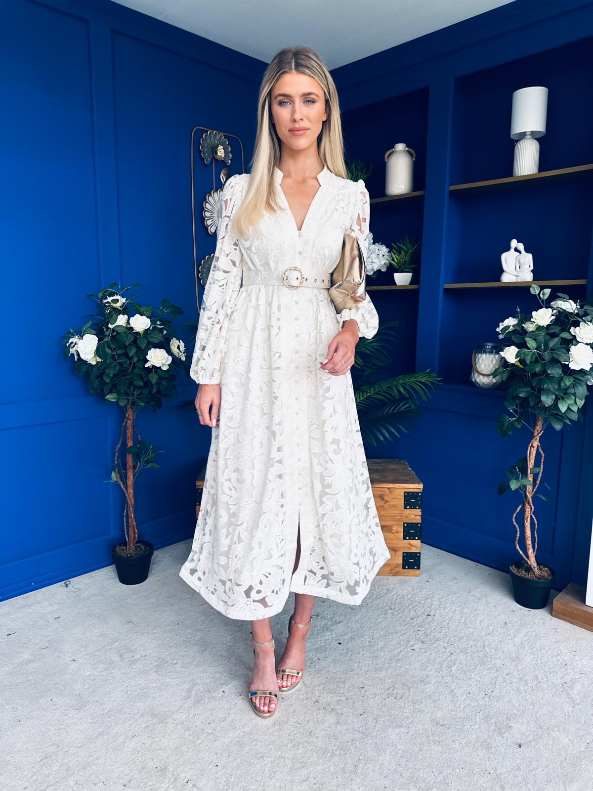 Piper Detailed Midi Shirt Dress Cream