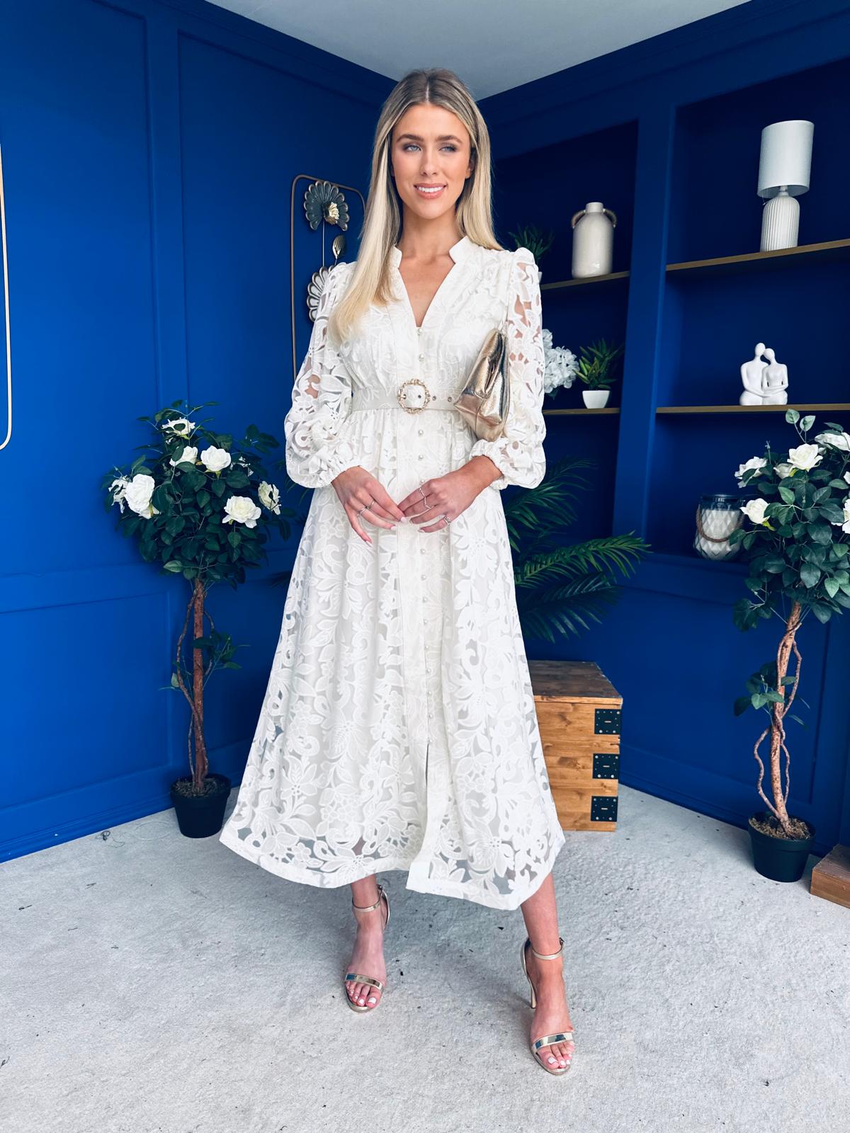 Piper Detailed Midi Shirt Dress Cream