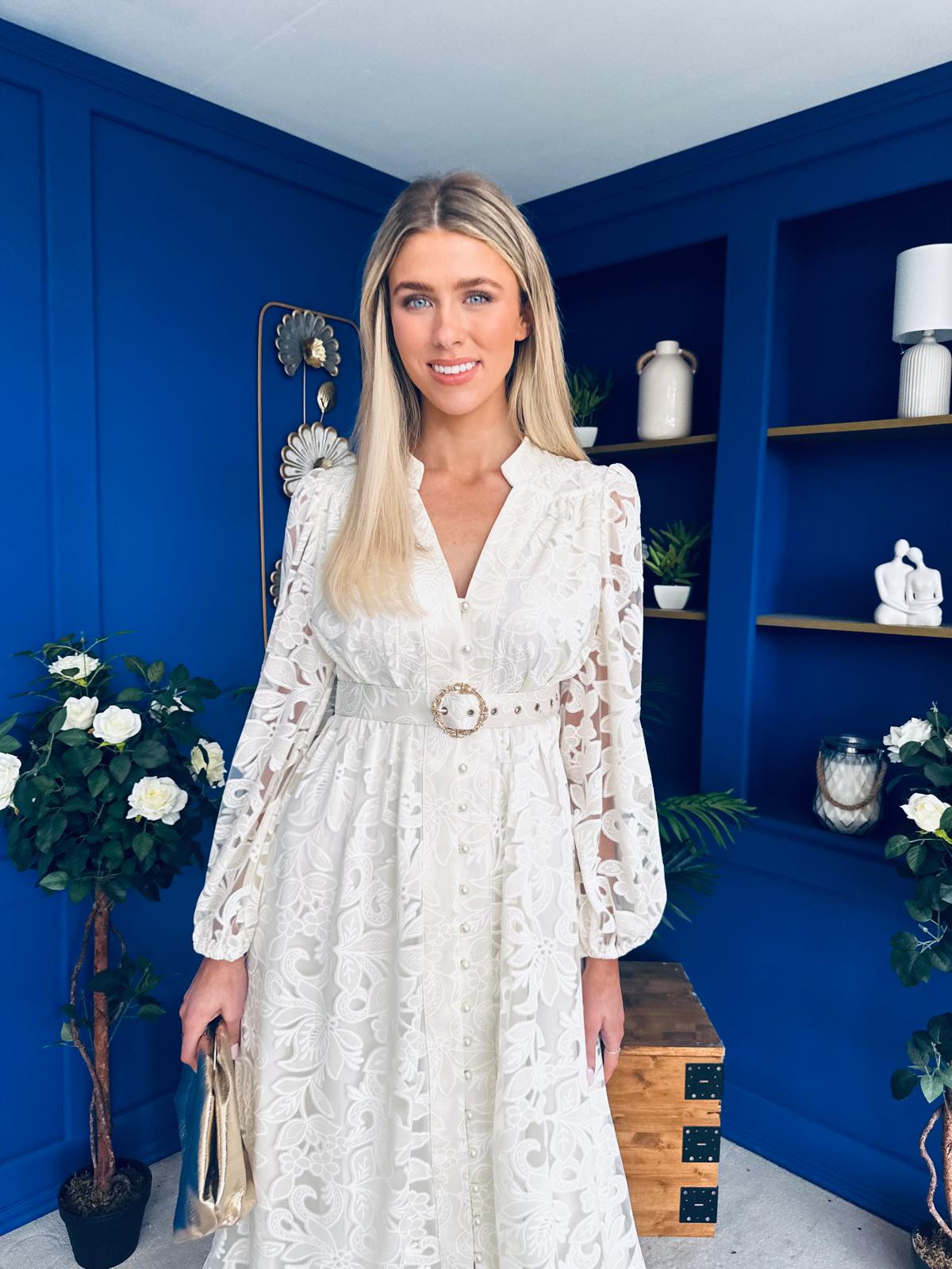 Piper Detailed Midi Shirt Dress Cream