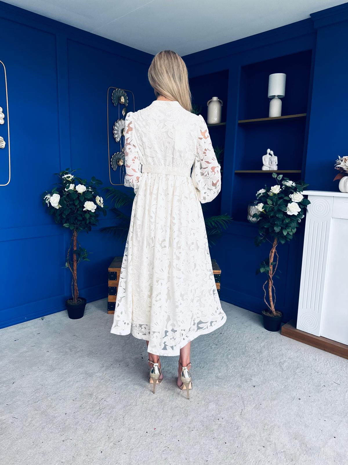 Piper Detailed Midi Shirt Dress Cream