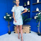 Keisha Jacquard Mini Shift Dress Ice Blue