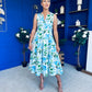 Ameya Notch Neck Sleeveless Midi Dress Floral Blue
