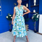 Ameya Notch Neck Sleeveless Midi Dress Floral Blue