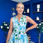 Ameya Notch Neck Sleeveless Midi Dress Floral Blue