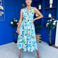 Ameya Notch Neck Sleeveless Midi Dress Floral Blue