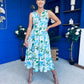 Ameya Notch Neck Sleeveless Midi Dress Floral Blue