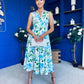 Ameya Notch Neck Sleeveless Midi Dress Floral Blue