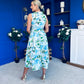 Ameya Notch Neck Sleeveless Midi Dress Floral Blue