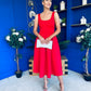 Erica Square Neck Midi Dress Red