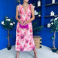 Beverly Floral Tie Shoulder Midi Dress