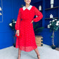 Doireann Detailed Midi Dress Polka Heart Red