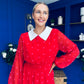 Doireann Detailed Midi Dress Polka Heart Red