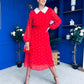 Doireann Detailed Midi Dress Polka Heart Red